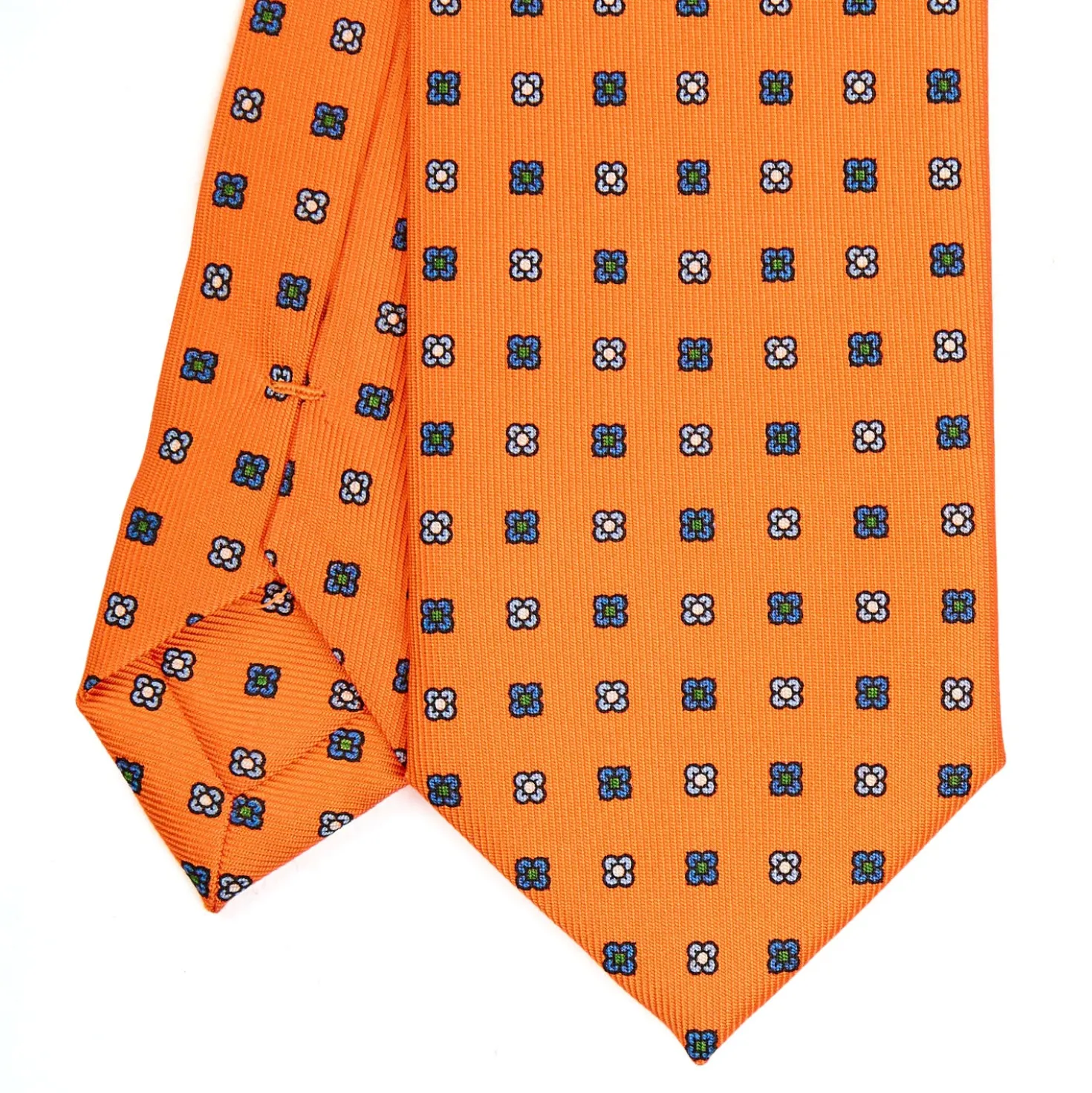 CRAVATTA SARTORIALE 7 CM IN SETA ARANCIONE Microfantasia fiore