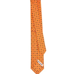 CRAVATTA SARTORIALE 7 CM IN SETA ARANCIONE Microfantasia fiore