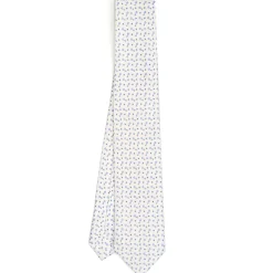 CRAVATTA SARTORIALE 7 CM IN SETA BIANCA Microfantasia fiore