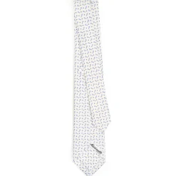 CRAVATTA SARTORIALE 7 CM IN SETA BIANCA Microfantasia fiore