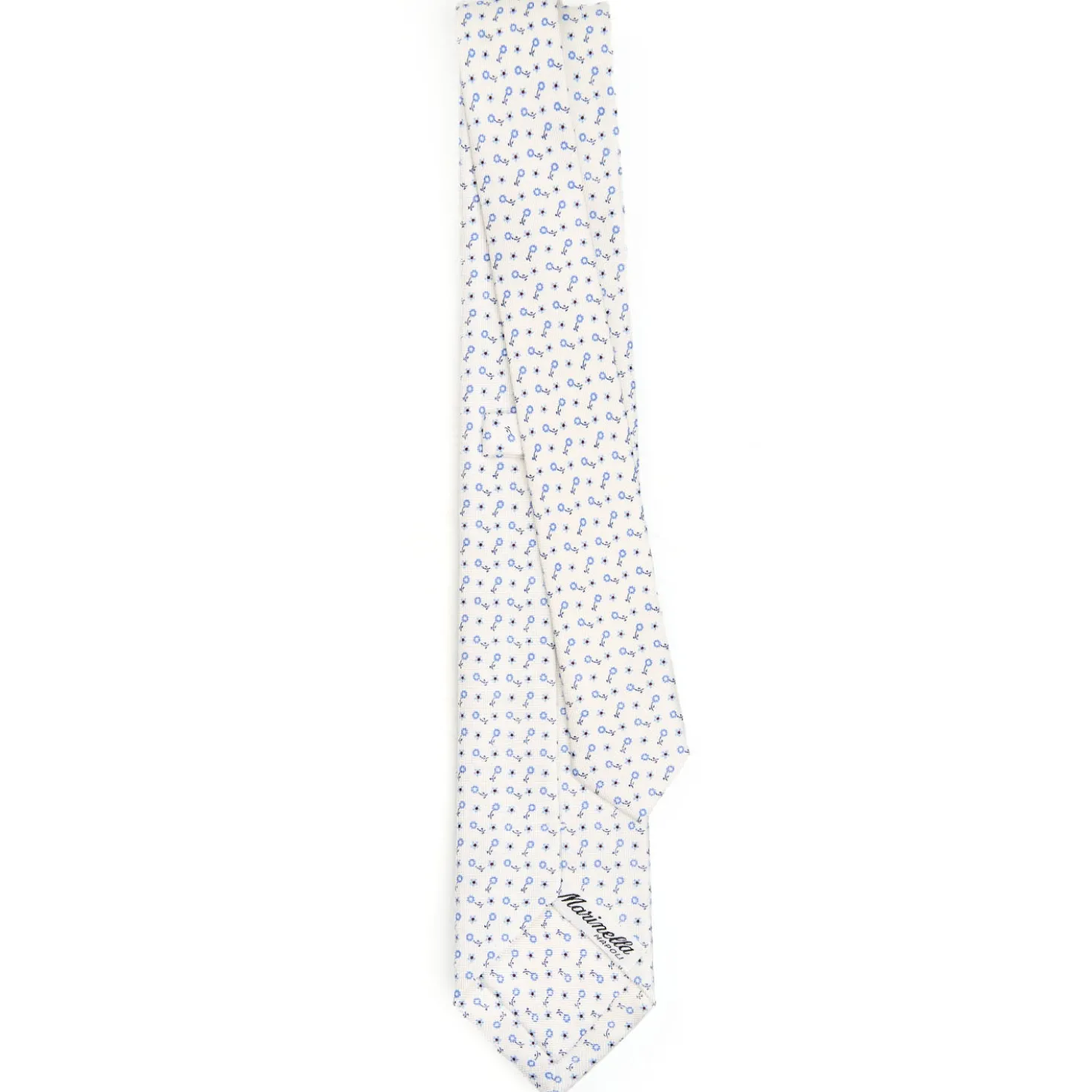 CRAVATTA SARTORIALE 7 CM IN SETA BIANCA Microfantasia fiore