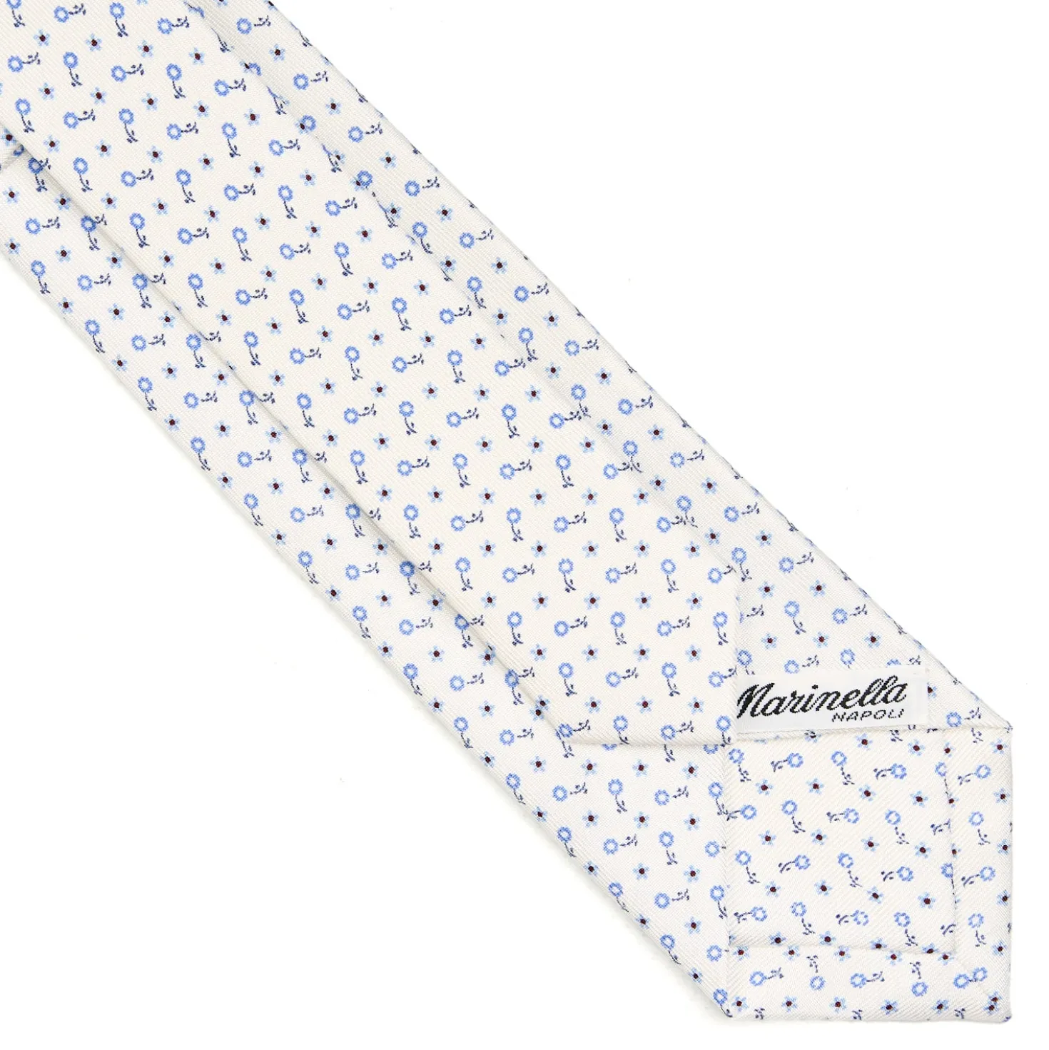 CRAVATTA SARTORIALE 7 CM IN SETA BIANCA Microfantasia fiore