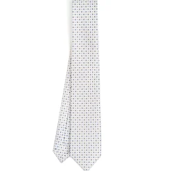 CRAVATTA SARTORIALE 7 CM IN SETA BIANCA Microfantasia fiore
