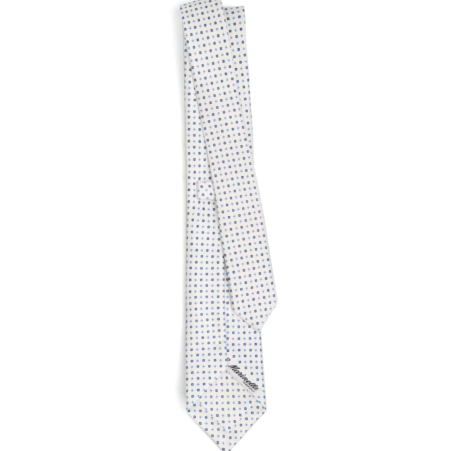 CRAVATTA SARTORIALE 7 CM IN SETA BIANCA Microfantasia fiore