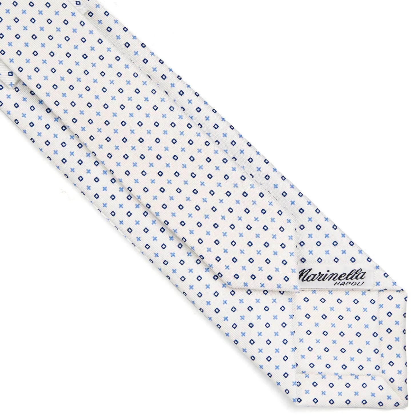 CRAVATTA SARTORIALE 7 CM IN SETA BIANCA Microfantasia fiore