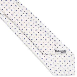 CRAVATTA SARTORIALE 7 CM IN SETA BIANCA Microfantasia fiore