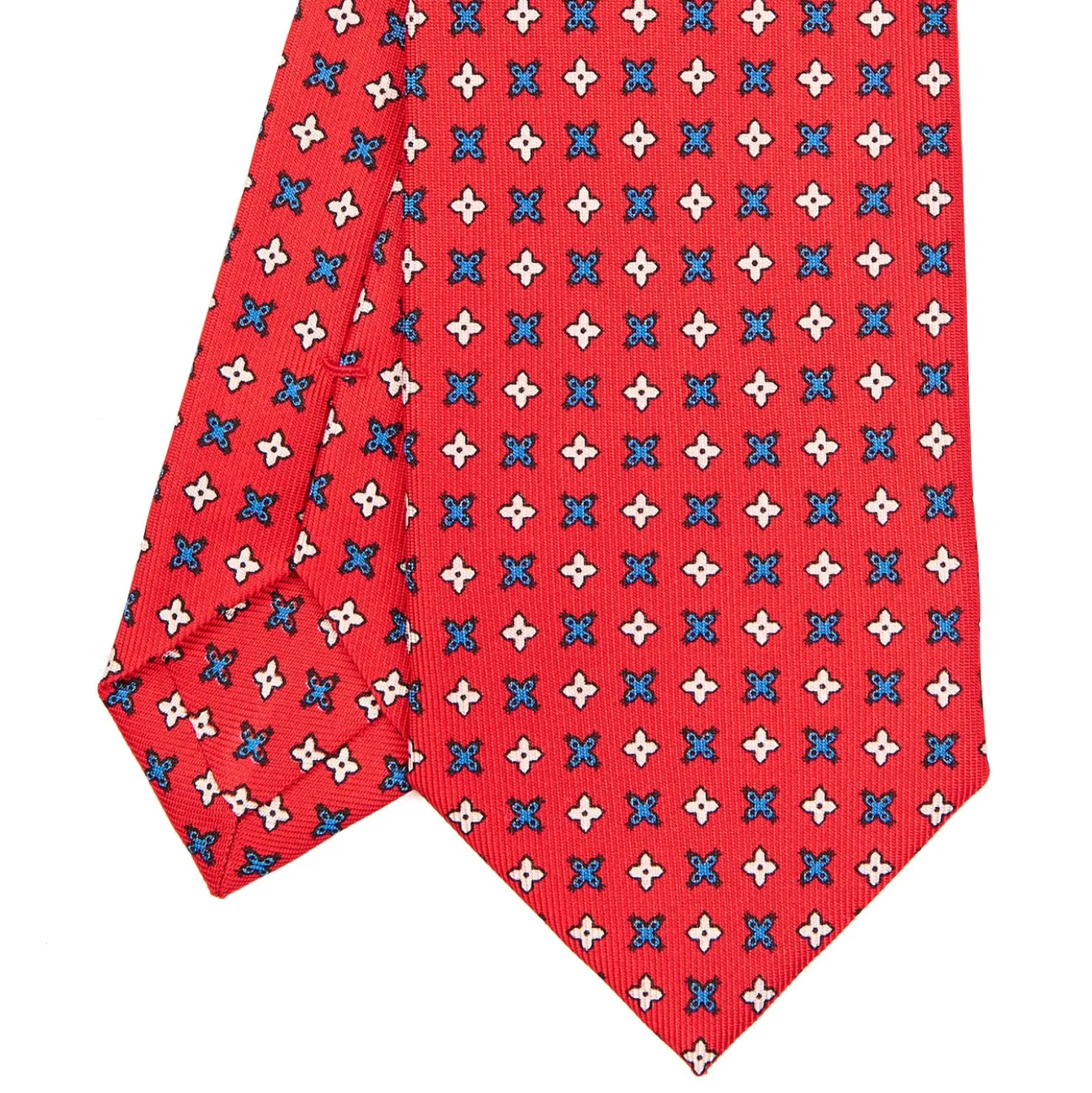 CRAVATTA SARTORIALE 7 CM IN SETA ROSSA Microfantasia fiore