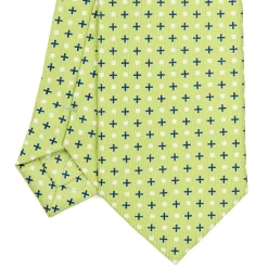 CRAVATTA SARTORIALE 7 CM IN SETA VERDE CHIARO Microfantasia fiore