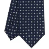 CRAVATTA SARTORIALE 7 CM IN SETA BLU SCURO Microfantasia fiore