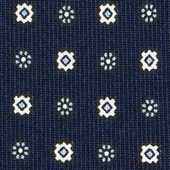 CRAVATTA SARTORIALE 7 CM IN SETA BLU SCURO Microfantasia fiore
