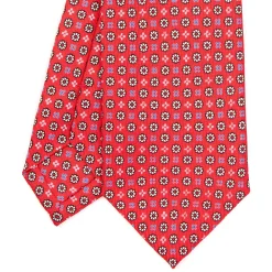 CRAVATTA SARTORIALE 7 CM IN SETA ROSSA Microfantasia fiore