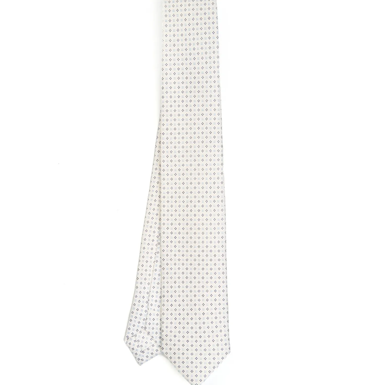 CRAVATTA SARTORIALE 7 CM IN SETA BIANCA Microfantasia fiore