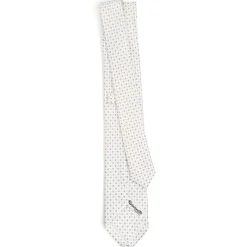 CRAVATTA SARTORIALE 7 CM IN SETA BIANCA Microfantasia fiore