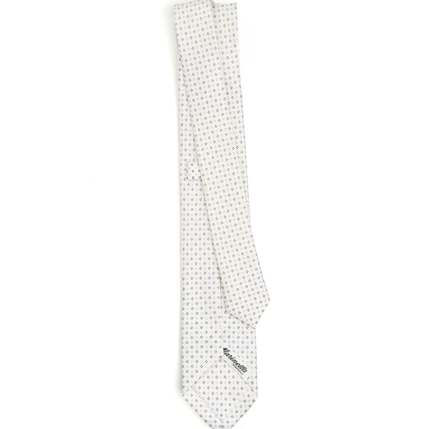 CRAVATTA SARTORIALE 7 CM IN SETA BIANCA Microfantasia fiore