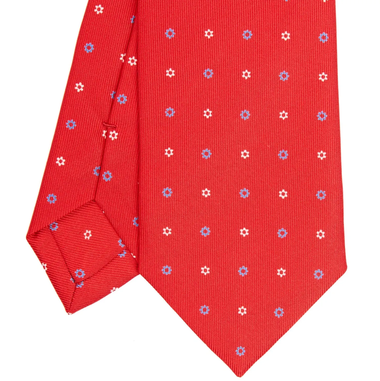 CRAVATTA SARTORIALE 7 CM IN SETA ROSSA Microfantasia fiore