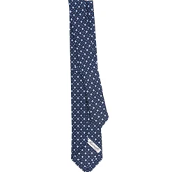 CRAVATTA SARTORIALE 7 CM IN SETA BLU SCURO Microfantasia fiore