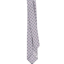 CRAVATTA SARTORIALE 7 CM IN SETA GRIGIO CHIARO Microfantasia fiore