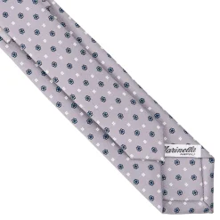 CRAVATTA SARTORIALE 7 CM IN SETA GRIGIO CHIARO Microfantasia fiore