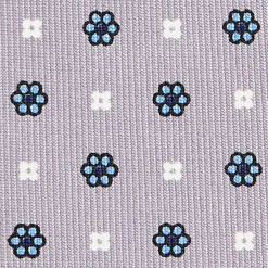 CRAVATTA SARTORIALE 7 CM IN SETA GRIGIO CHIARO Microfantasia fiore