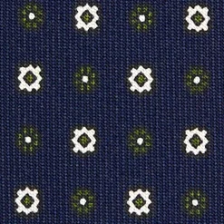 CRAVATTA SARTORIALE 7 CM IN SETA BLU SCURO Microfantasia fiore