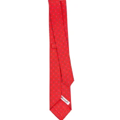 CRAVATTA SARTORIALE 7 CM IN SETA ROSSA Microfantasia fiore