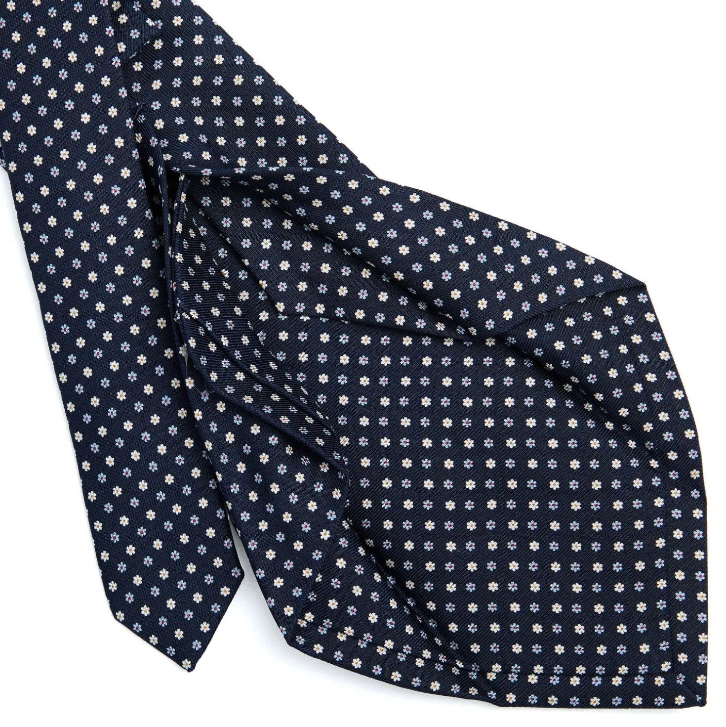 CRAVATTA SARTORIALE 5 PIEGHE IN SETA BLU SCUROMicrofantasia fiore