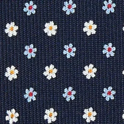 CRAVATTA SARTORIALE 5 PIEGHE IN SETA BLU SCUROMicrofantasia fiore