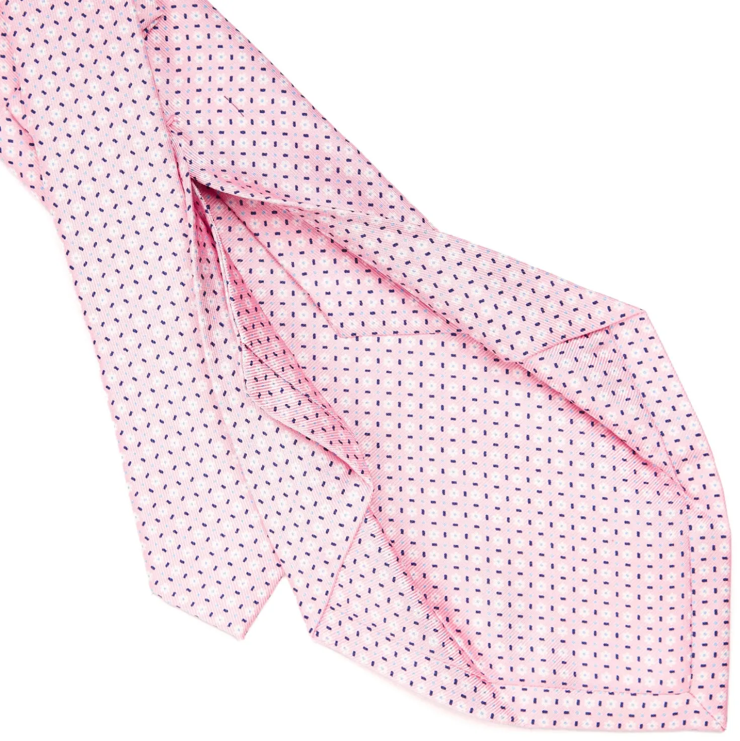 CRAVATTA SARTORIALE 5 PIEGHE IN SETA ROSA Microfantasia fiore
