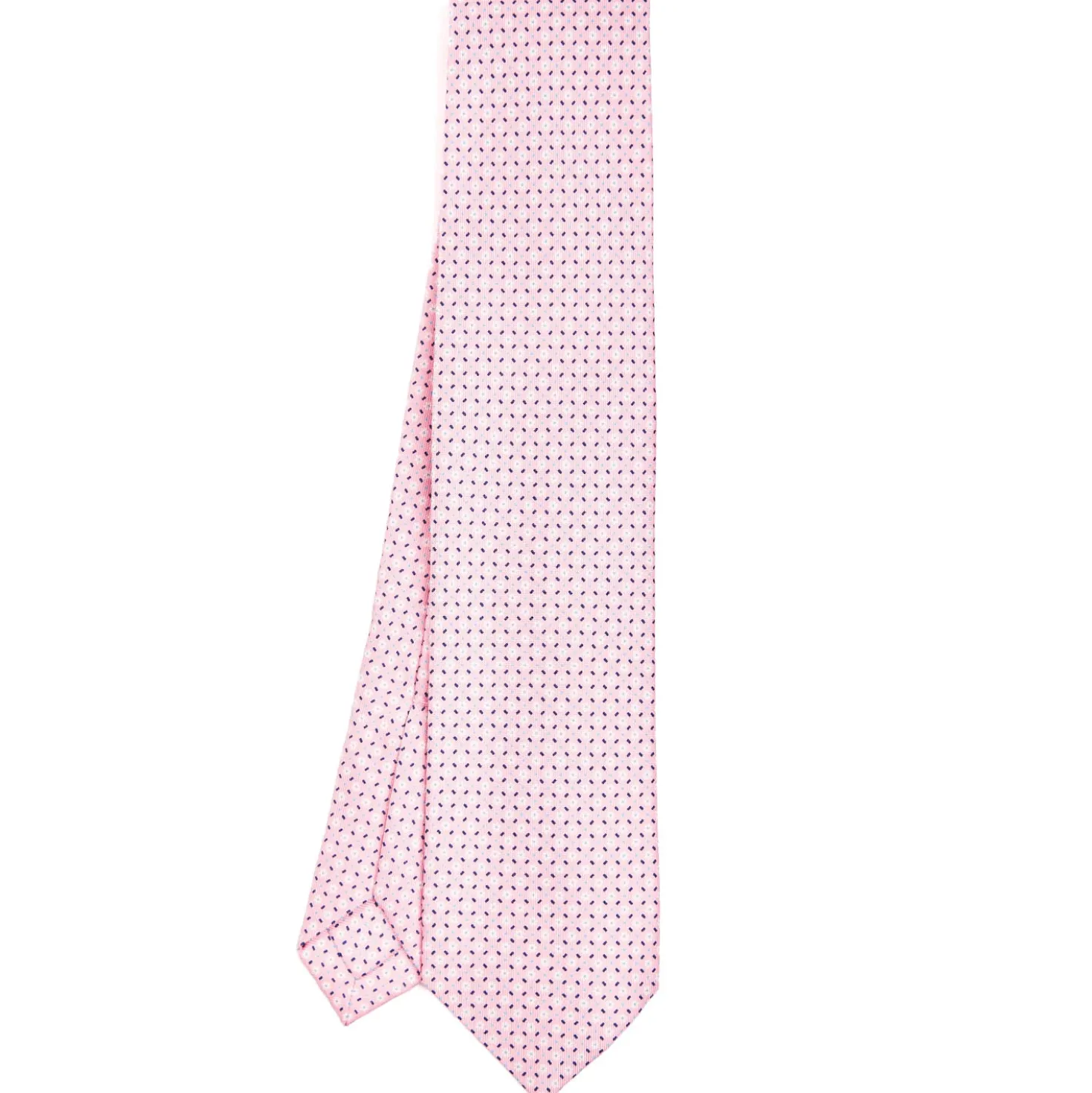 CRAVATTA SARTORIALE 5 PIEGHE IN SETA ROSA Microfantasia fiore