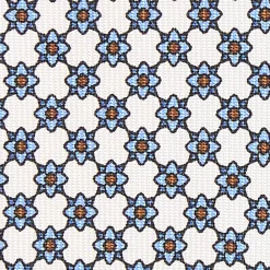 CRAVATTA SARTORIALE 5 PIEGHE IN SETA BIANCA Microfantasia fiore