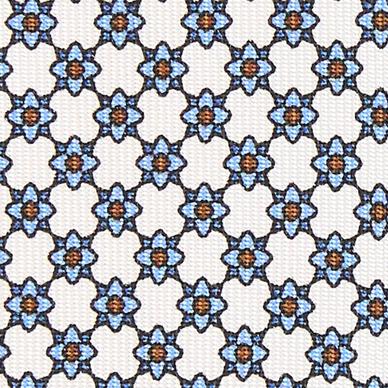 CRAVATTA SARTORIALE 5 PIEGHE IN SETA BIANCA Microfantasia fiore