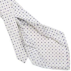 CRAVATTA SARTORIALE 7 PIEGHE IN SETA BIANCA Microfantasia fiore