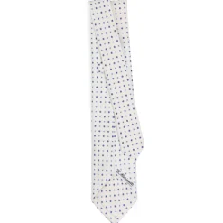 CRAVATTA SARTORIALE 7 PIEGHE IN SETA BIANCA Microfantasia fiore