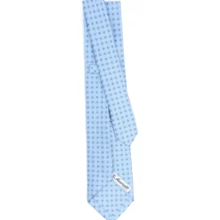 CRAVATTA SARTORIALE 9 PIEGHE IN SETA AZZURRA Microfantasia fiore