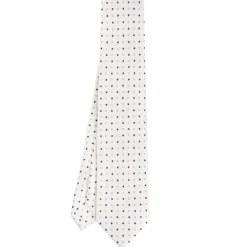 CRAVATTA SARTORIALE 5 PIEGHE IN SETA BIANCA Microfantasia fiore