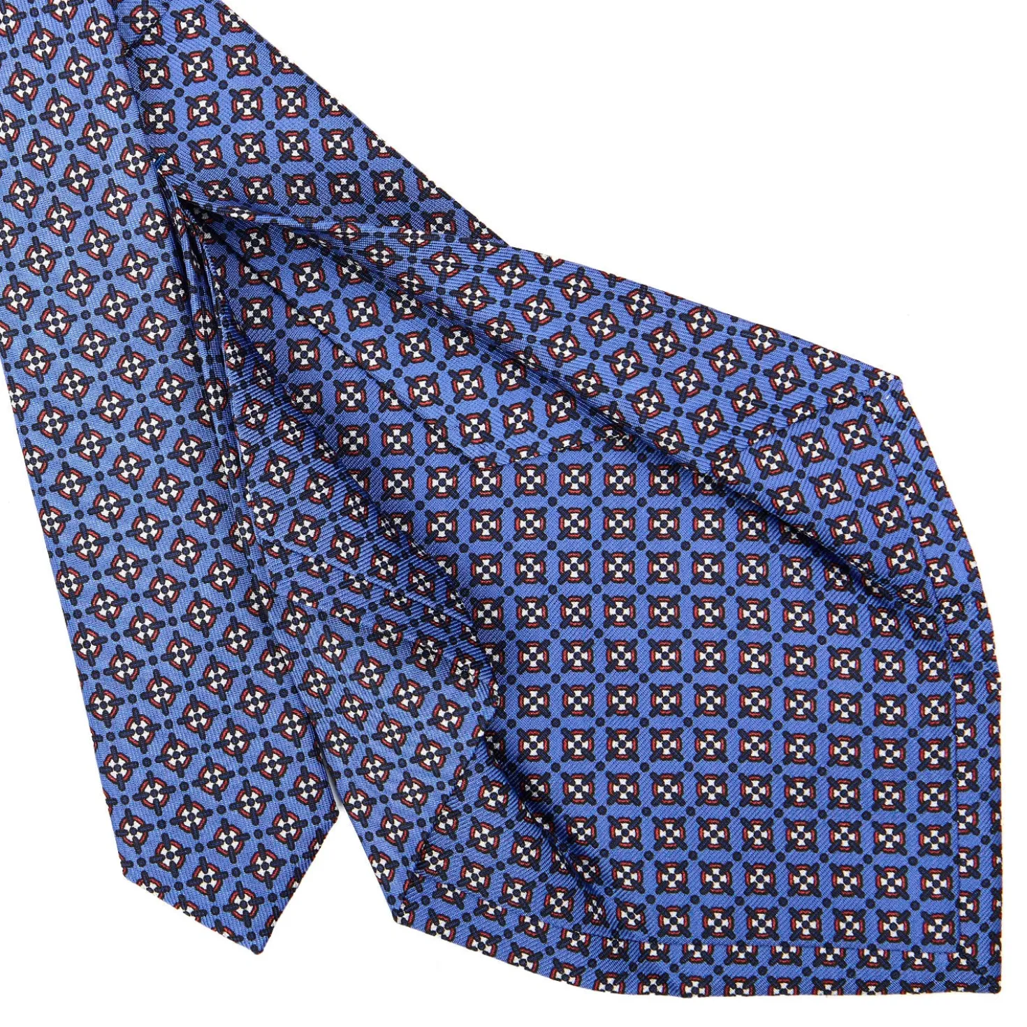 CRAVATTA SARTORIALE 5 PIEGHE IN SETA AZZURRO POLVERE Microfantasia fiore