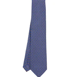CRAVATTA SARTORIALE 5 PIEGHE IN SETA AZZURRO POLVERE Microfantasia fiore