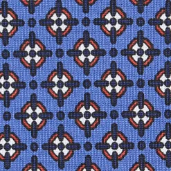 CRAVATTA SARTORIALE 5 PIEGHE IN SETA AZZURRO POLVERE Microfantasia fiore