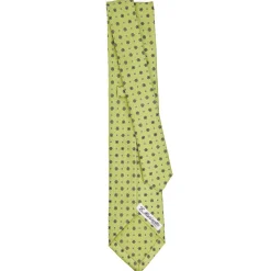 CRAVATTA SARTORIALE 5 PIEGHE IN SETA VERDE CHIARO Microfantasia fiore