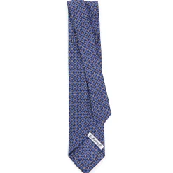 CRAVATTA SARTORIALE 7 PIEGHE IN SETA AZZURRO POLVERE Microfantasia fiore