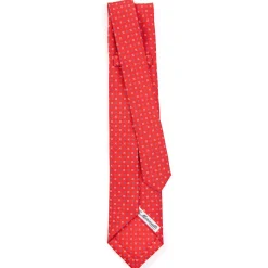 CRAVATTA SARTORIALE 9 PIEGHE IN SETA ROSSA Microfantasia fiore