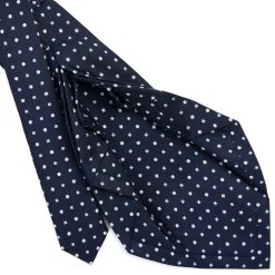 CRAVATTA SARTORIALE 9 PIEGHE IN SETA BLU SCURO Microfantasia fiore