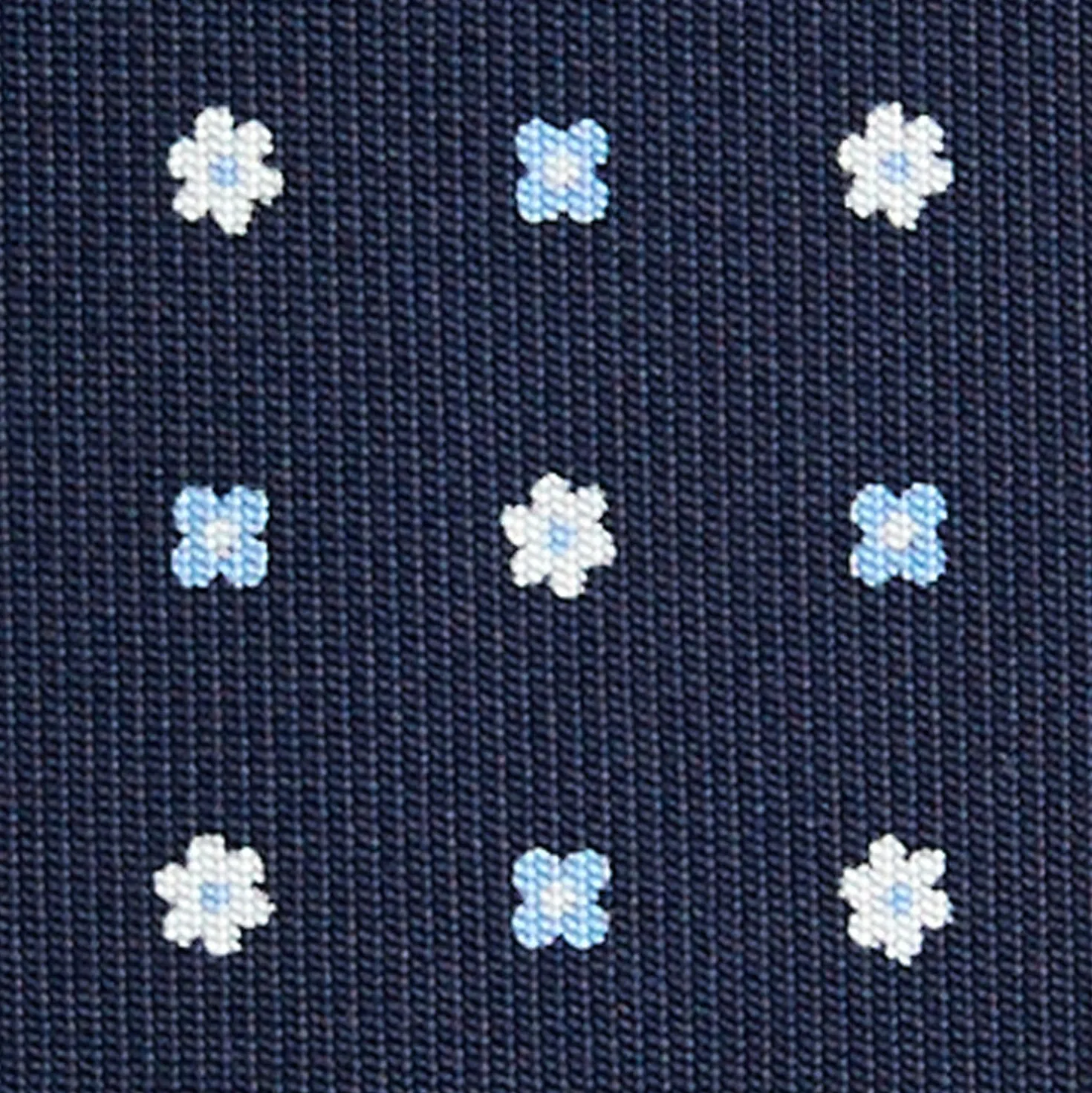 CRAVATTA SARTORIALE 9 PIEGHE IN SETA BLU SCURO Microfantasia fiore