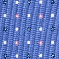 CRAVATTA SARTORIALE 9 PIEGHE IN SETA AZZURRO POLVERE Microfantasia fiore