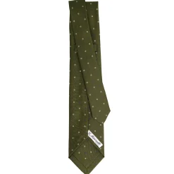 CRAVATTA SARTORIALE 7 PIEGHE IN SETA VERDE OLIVA Microfantasia fiore