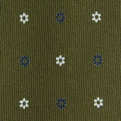 CRAVATTA SARTORIALE 7 PIEGHE IN SETA VERDE OLIVA Microfantasia fiore