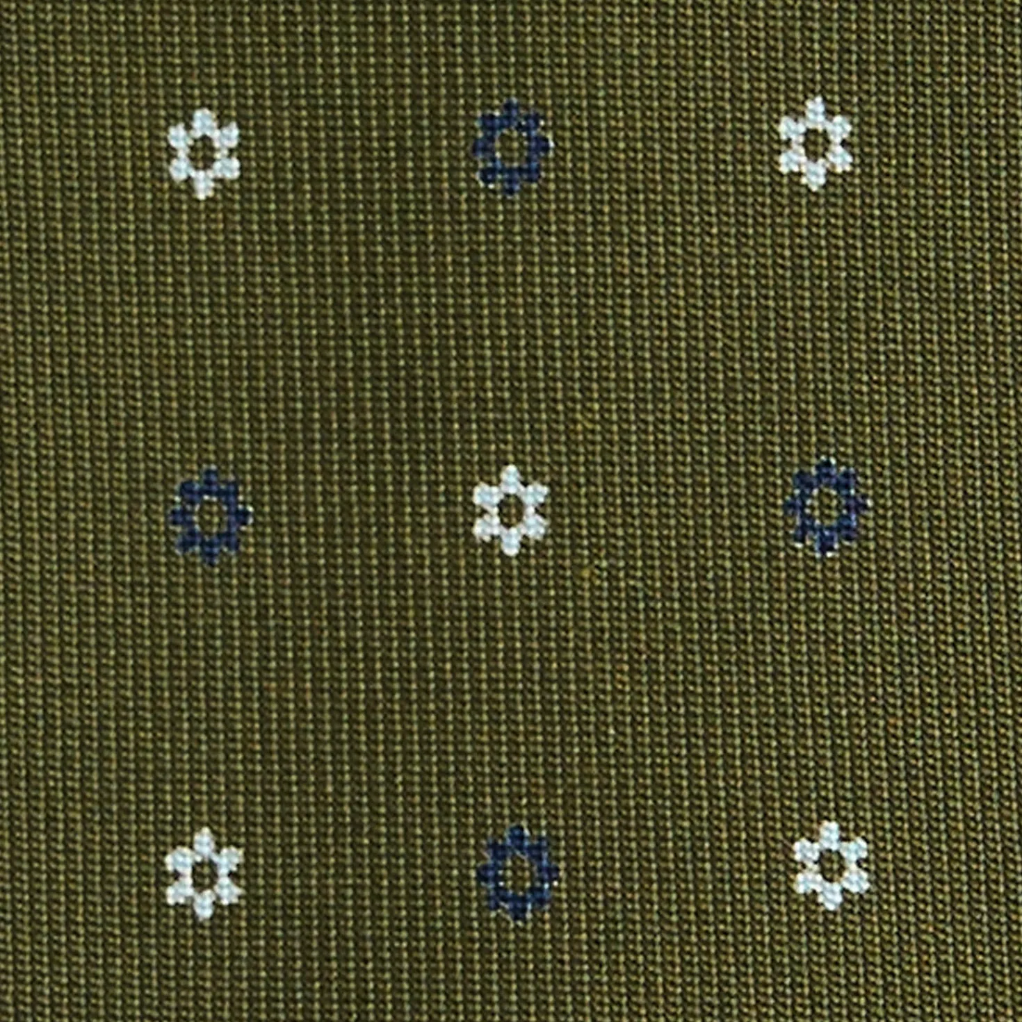 CRAVATTA SARTORIALE 7 PIEGHE IN SETA VERDE OLIVA Microfantasia fiore