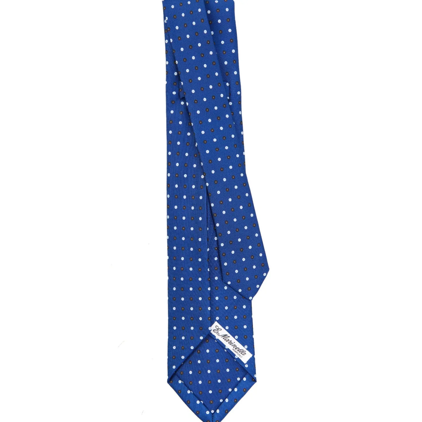 CRAVATTA SARTORIALE 9 PIEGHE IN SETA BLU Microfantasia fiore