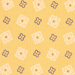 CRAVATTA SARTORIALE 9 PIEGHE IN SETA GIALLA Microfantasia fiore
