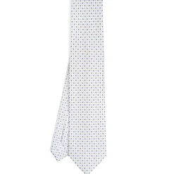CRAVATTA SARTORIALE 9 PIEGHE IN SETA BIANCA Microfantasia fiore